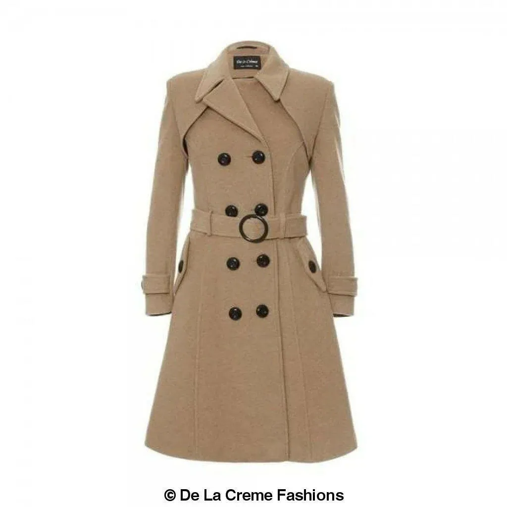 Wool Blend Double Breasted Coat