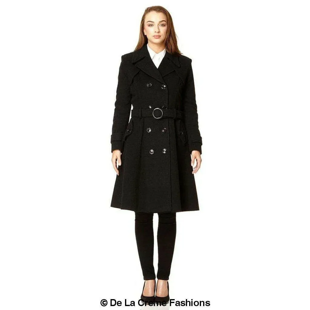 Wool Blend Double Breasted Coat