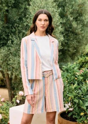 Yarn Dye Striped Crop Blazer, Aperol Stripe