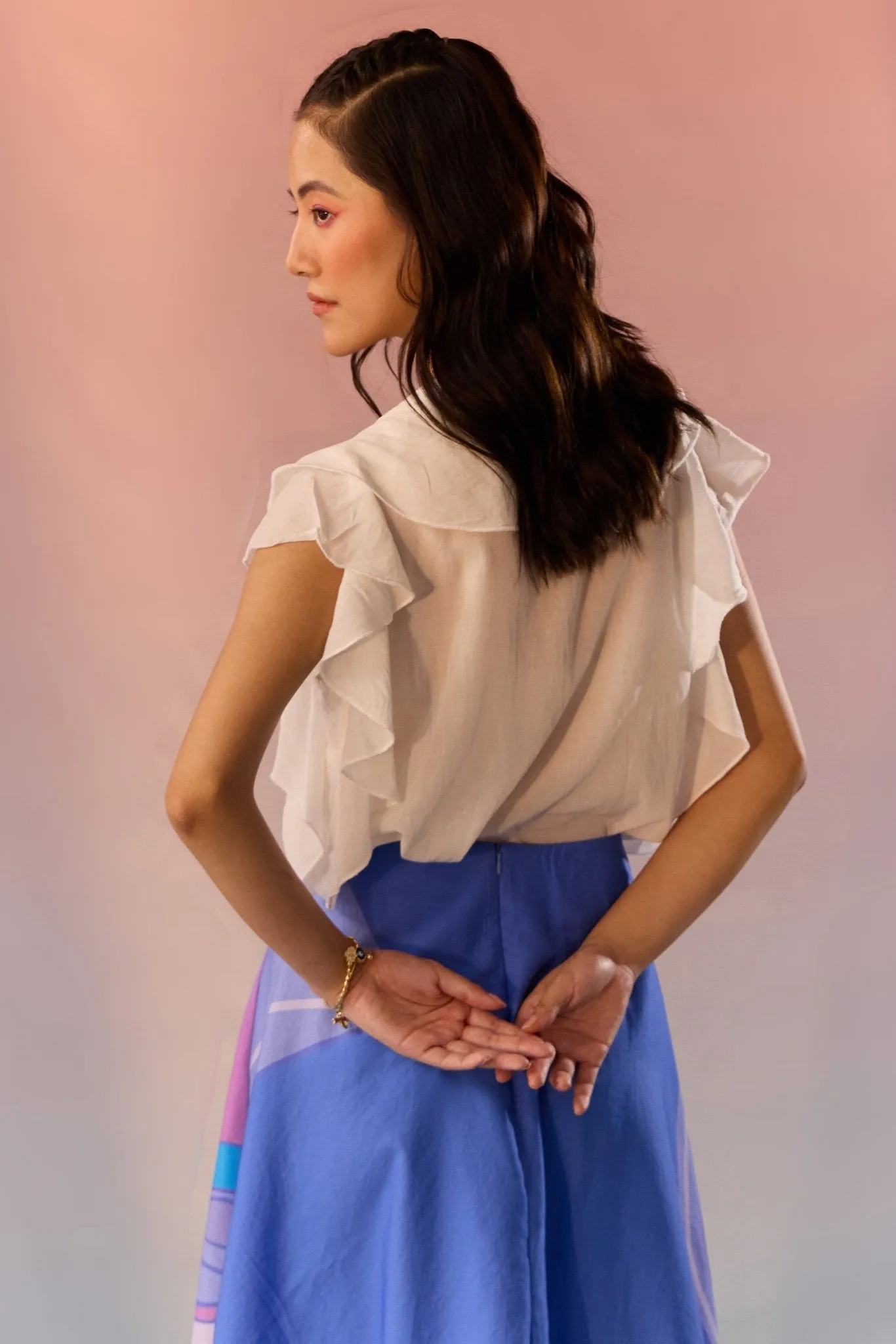 Yin Yan Face Print Skirt and Top Set
