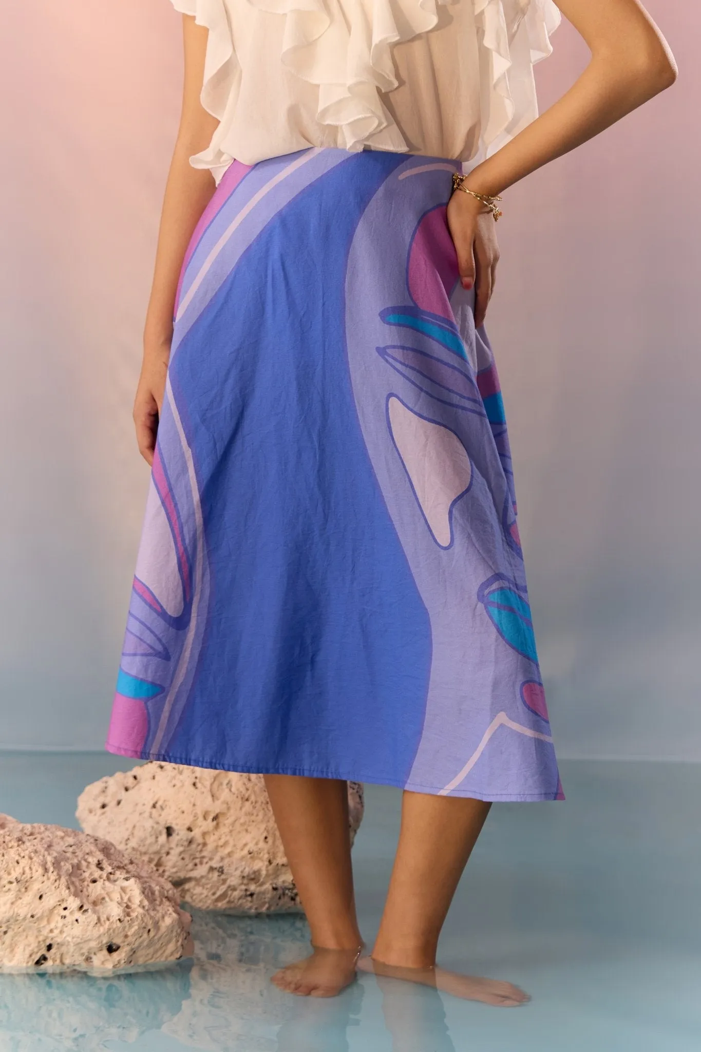 Yin Yan Face Print Skirt and Top Set