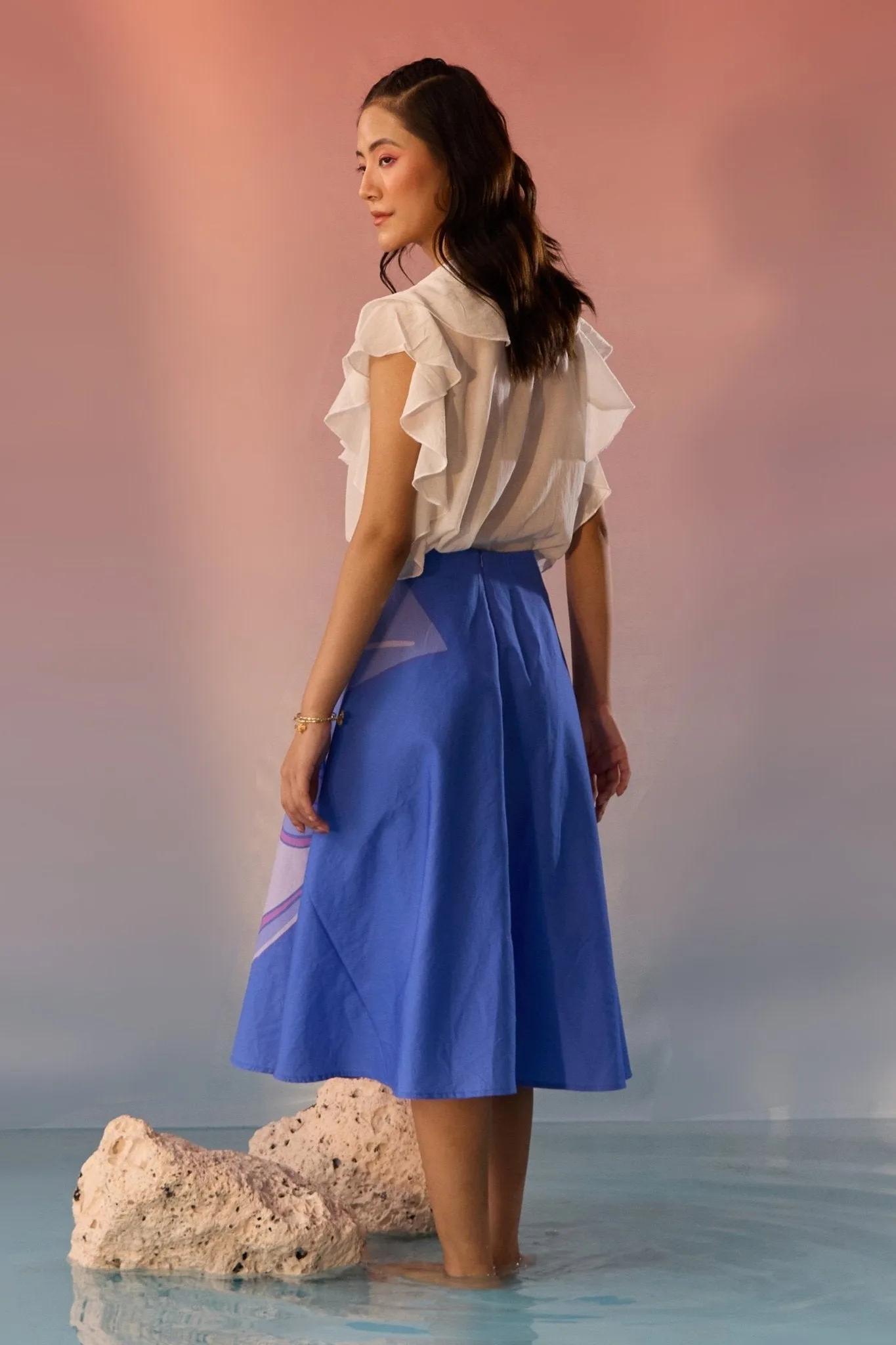 Yin Yan Face Print Skirt and Top Set