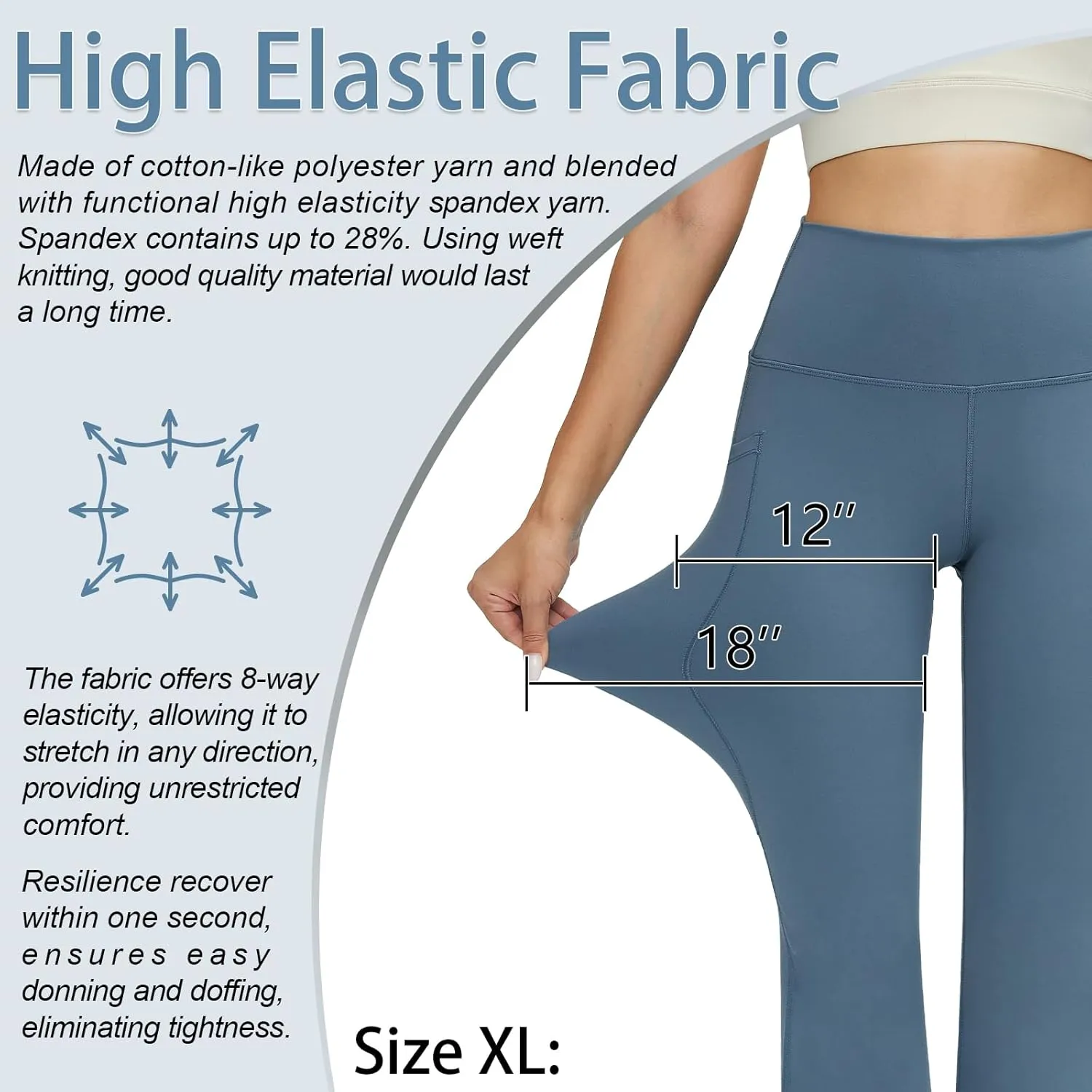 YOYOYOGA Flare Leggings Tummy Control Bootcut Yoga Pants with Pockets High Waisted Stretchy Pull Pant Bootleg Cut